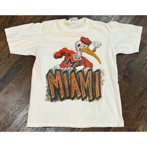 VINTAGE Miami Hurricanes Graphic T-shirt Mens L USA 90s Single Stitch
